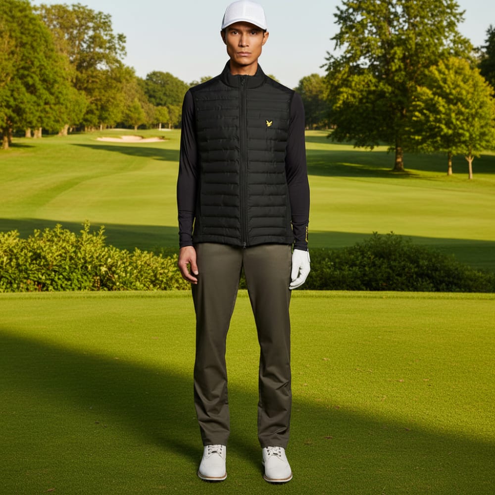 Lyle & Scott Hybrid Quilted Full Zip Golf Gilet - Jet Black - Image 4