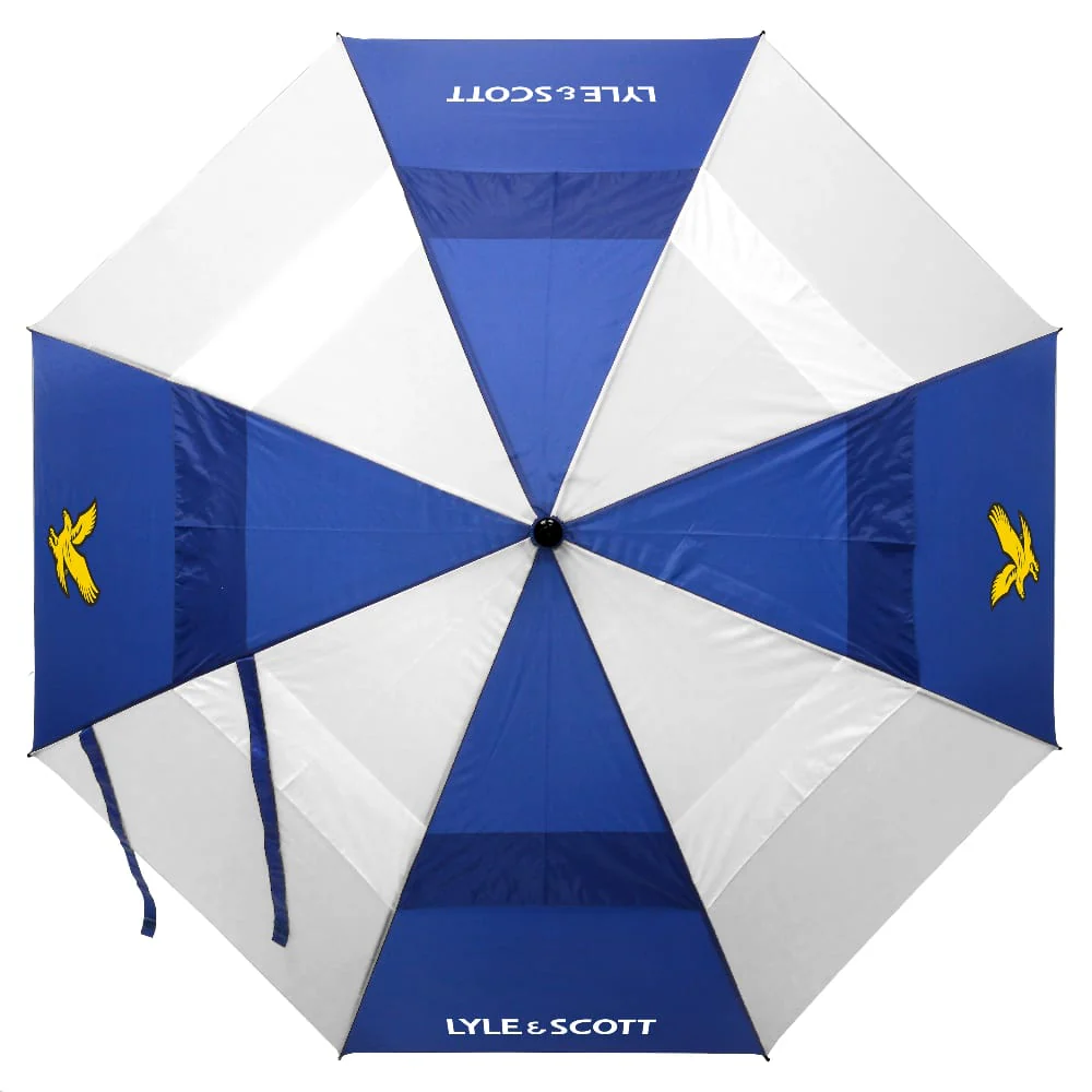 Lyle & Scott Wind Proof Umbrella - White/Blue - Image 2