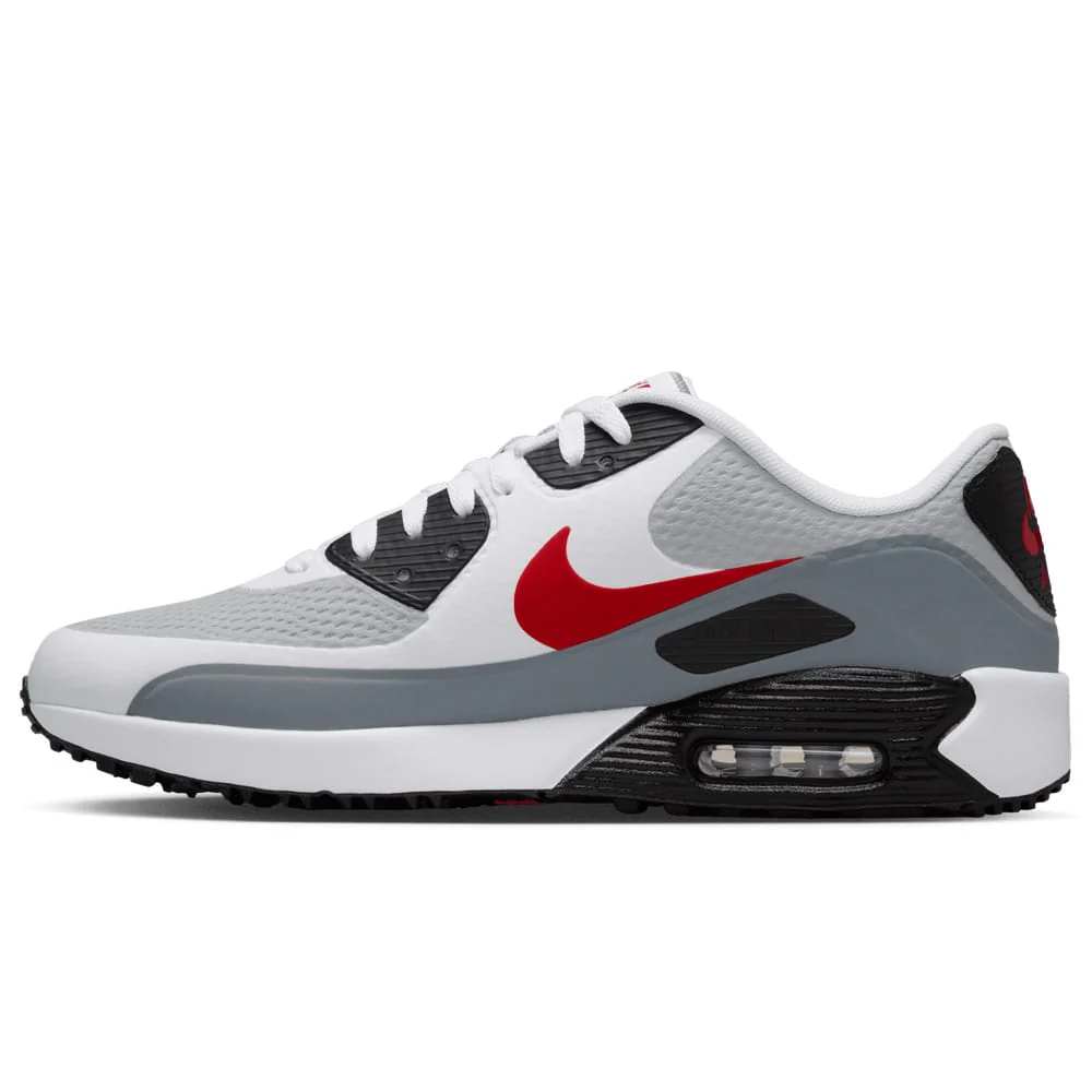 Nike Air Max 90 G Waterproof Spikeless Shoes - White/Fire Red/Light Smoke Grey - Image 5