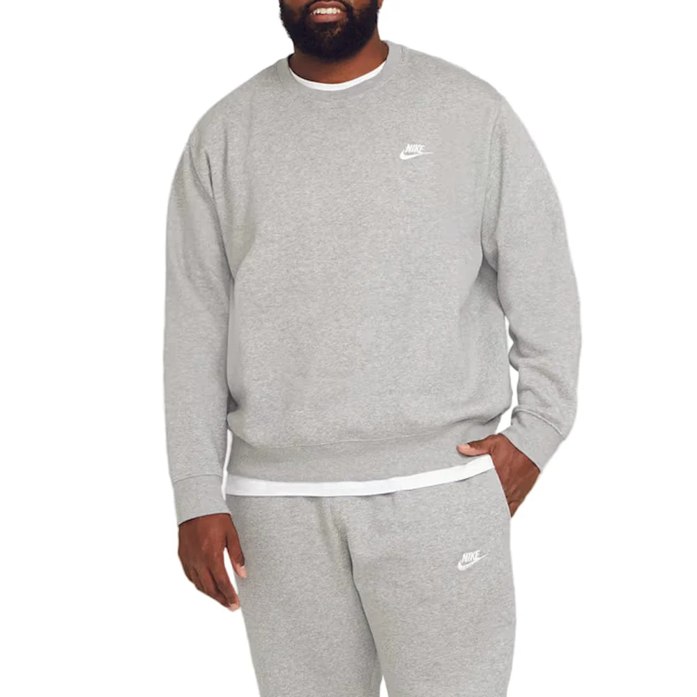 Nike Club Fleece Crew - Dark Grey Heather/White - Image 5