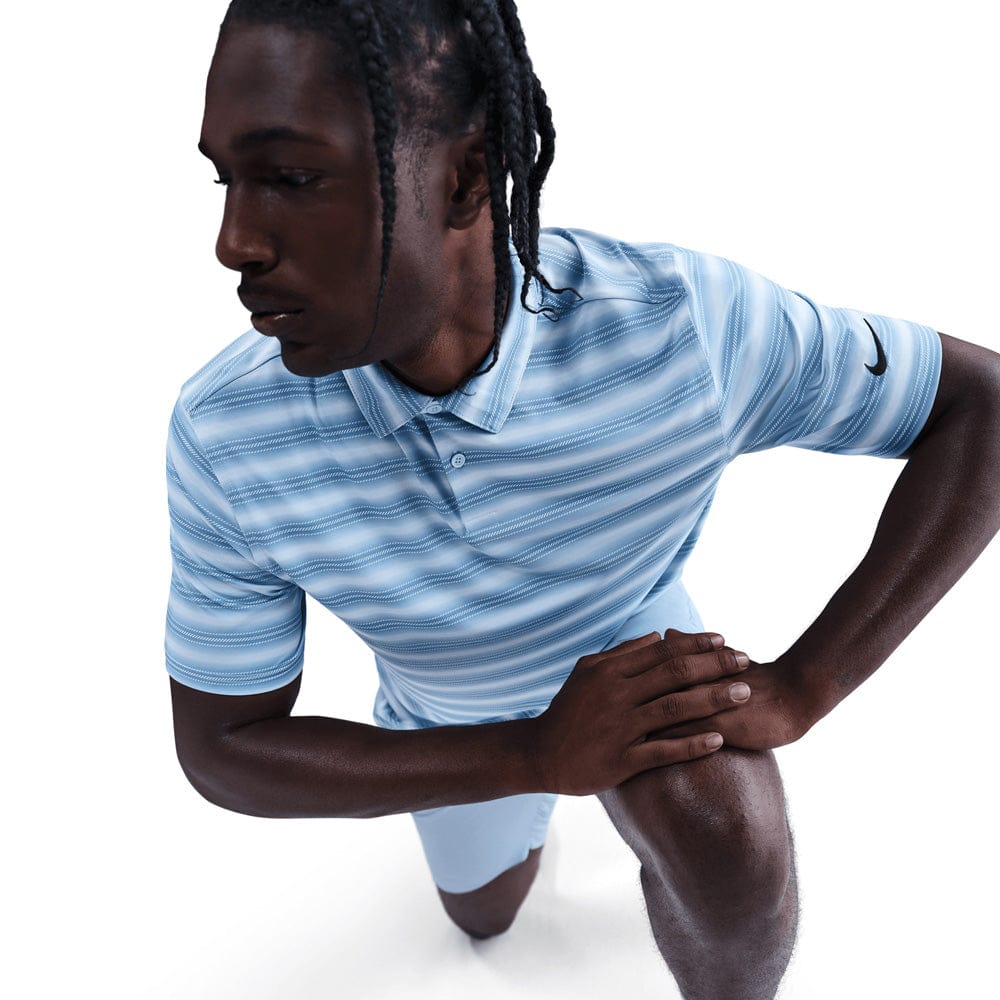 Nike Dri-Fit Velocity Stripe Polo Shirt - Work Blue/Hydrogen Blue/Black - Image 4