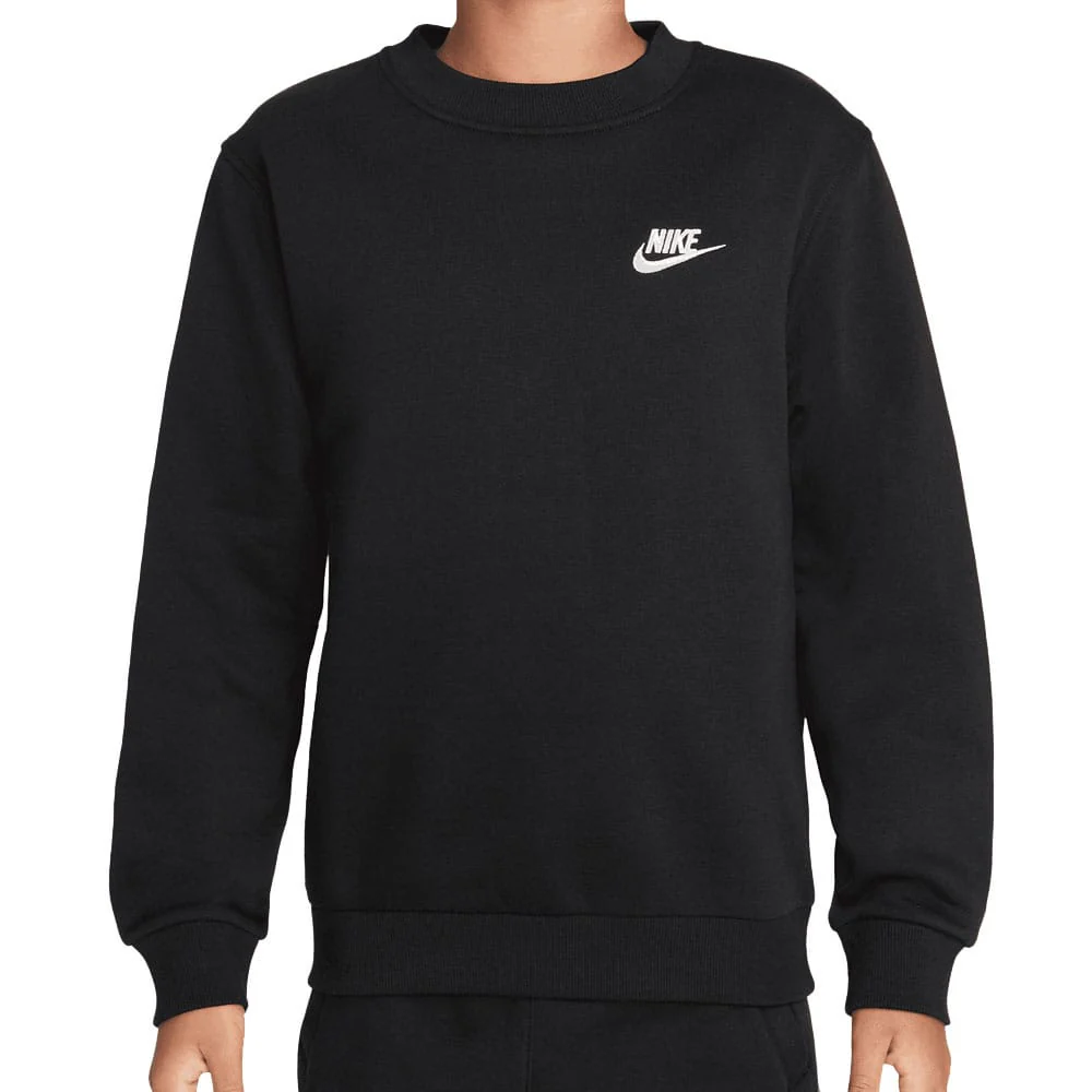Nike Junior Sportswear Club Fleece Crew Neck Pullover - Black/White