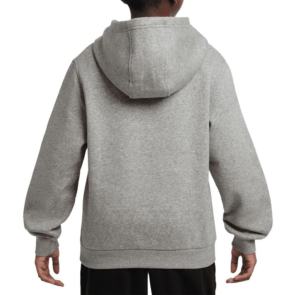 Nike Junior Sportswear Club Fleece Hoodie - Dark Grey Heather/White - Image 2