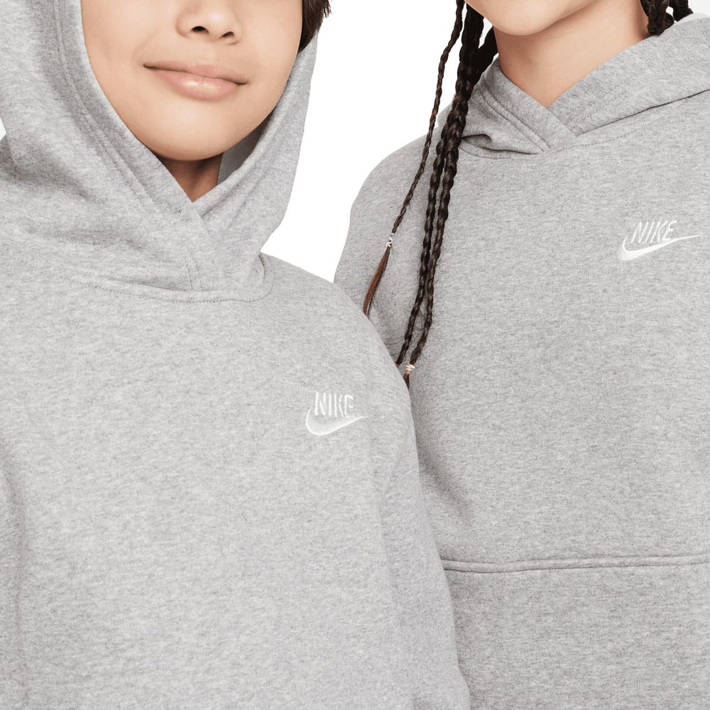 Nike Junior Sportswear Club Fleece Hoodie - Dark Grey Heather/White - Image 5