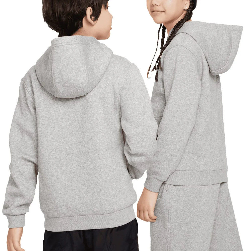 Nike Junior Sportswear Club Fleece Hoodie - Dark Grey Heather/White - Image 7