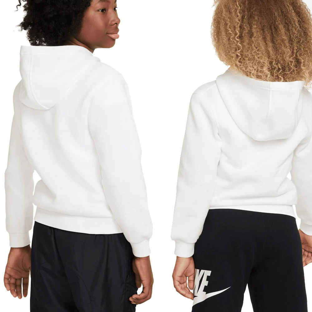 Nike Junior Sportswear Club Fleece Hoodie - White/Black - Image 4
