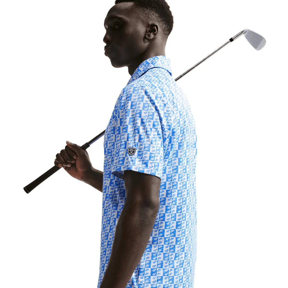 Nike Par 5 Dri-Fit Icon Print Polo Shirt - Pacific Blue - Image 3