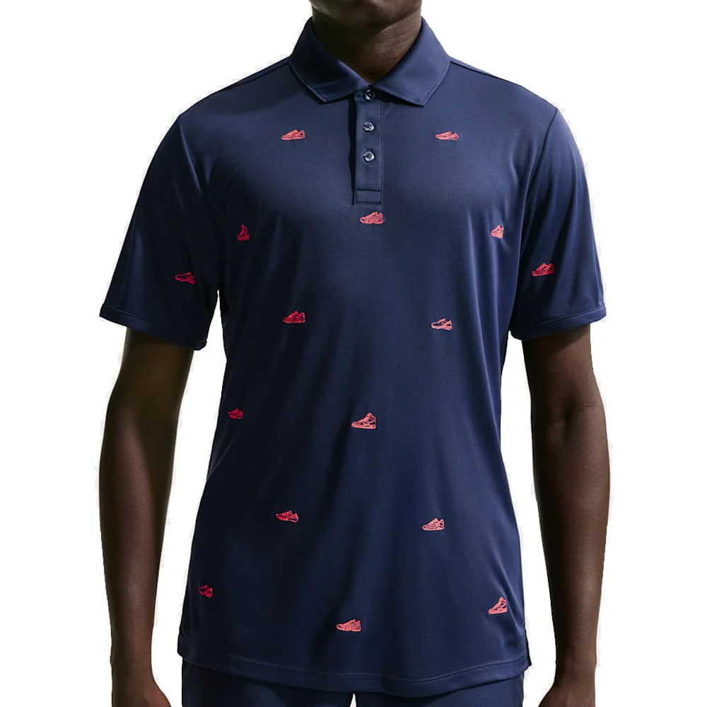 Nike Par 5 Dri-Fit Shoe Embroidered Polo Shirt - College Navy/Hot Lava