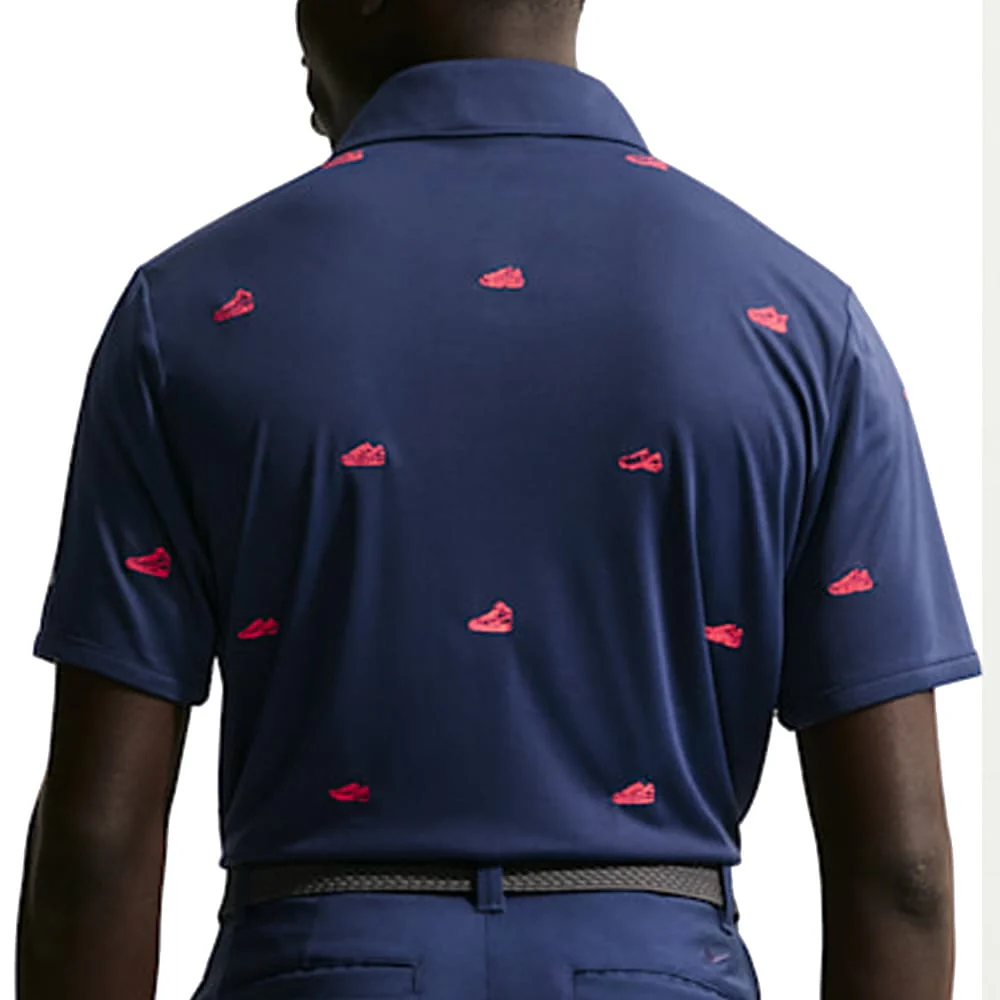 Nike Par 5 Dri-Fit Shoe Embroidered Polo Shirt - College Navy/Hot Lava - Image 2