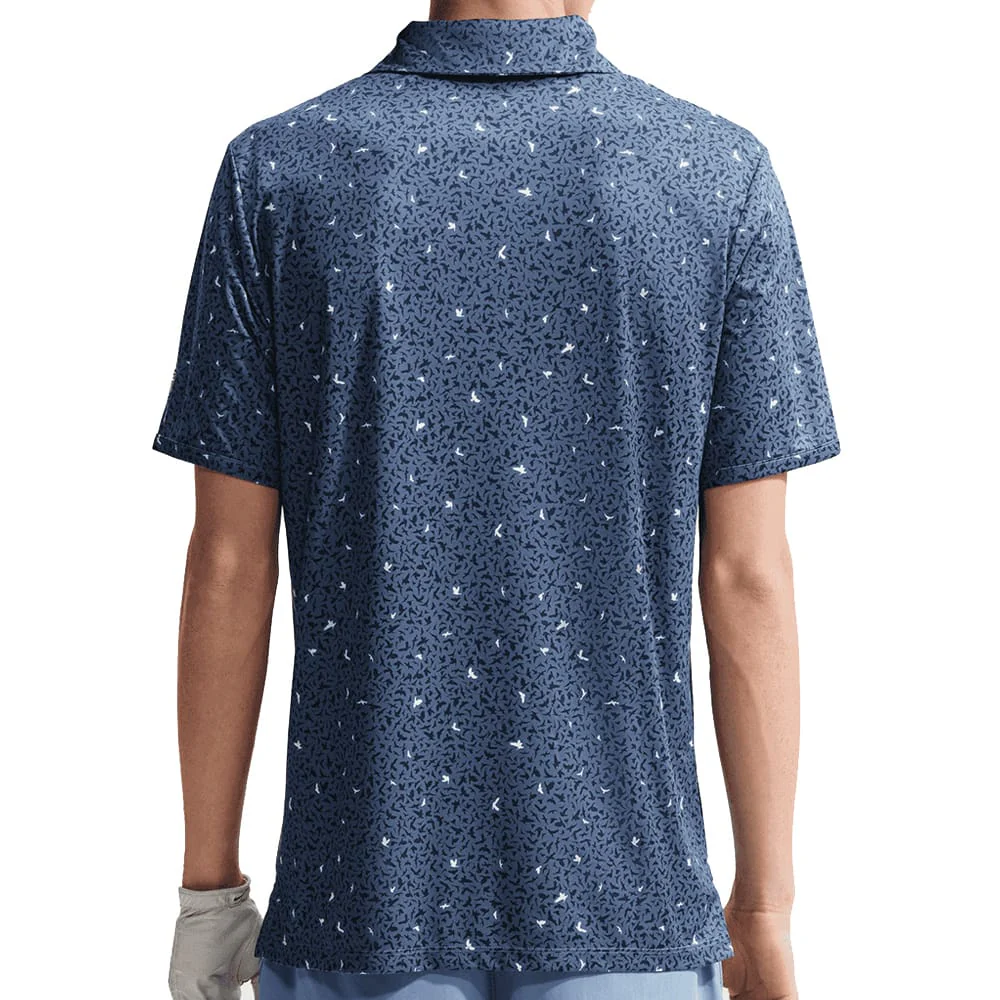 Nike Par Dri-Fit Microprint Birds Polo Shirt - Diffused Blue - Image 5
