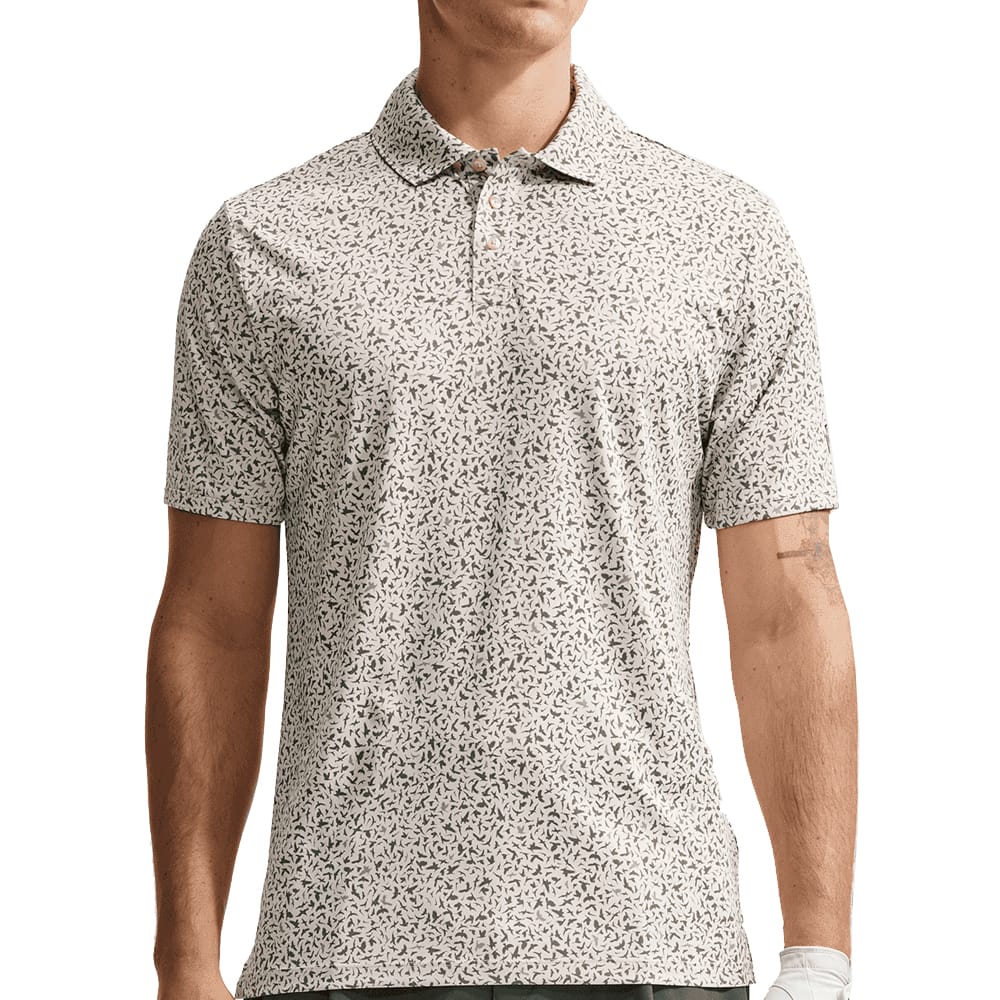 Nike Par Dri-Fit Microprint Birds Polo Shirt - Light Orewood Brn