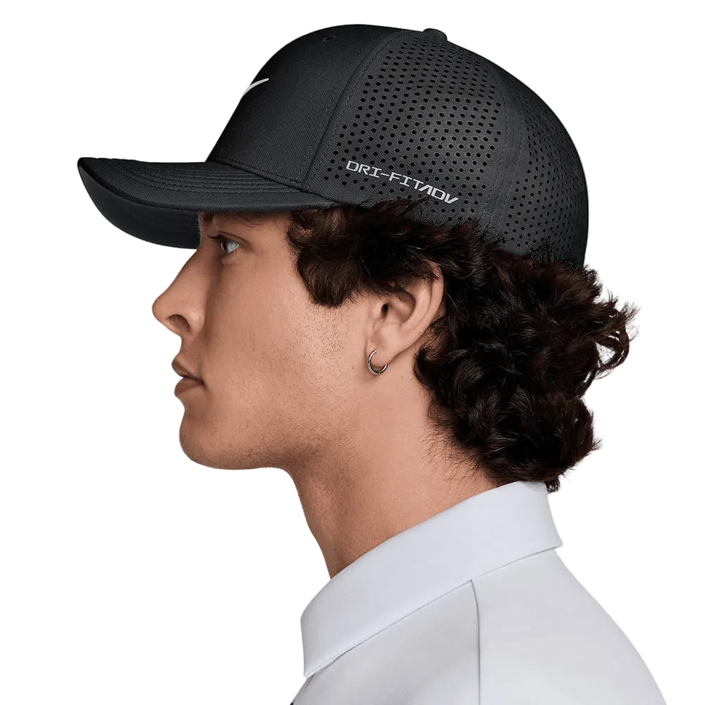 Nike Rise Dri-Fit Adv SwooshFlex Structured Golf Cap - Black/Anthracite/White - Image 5