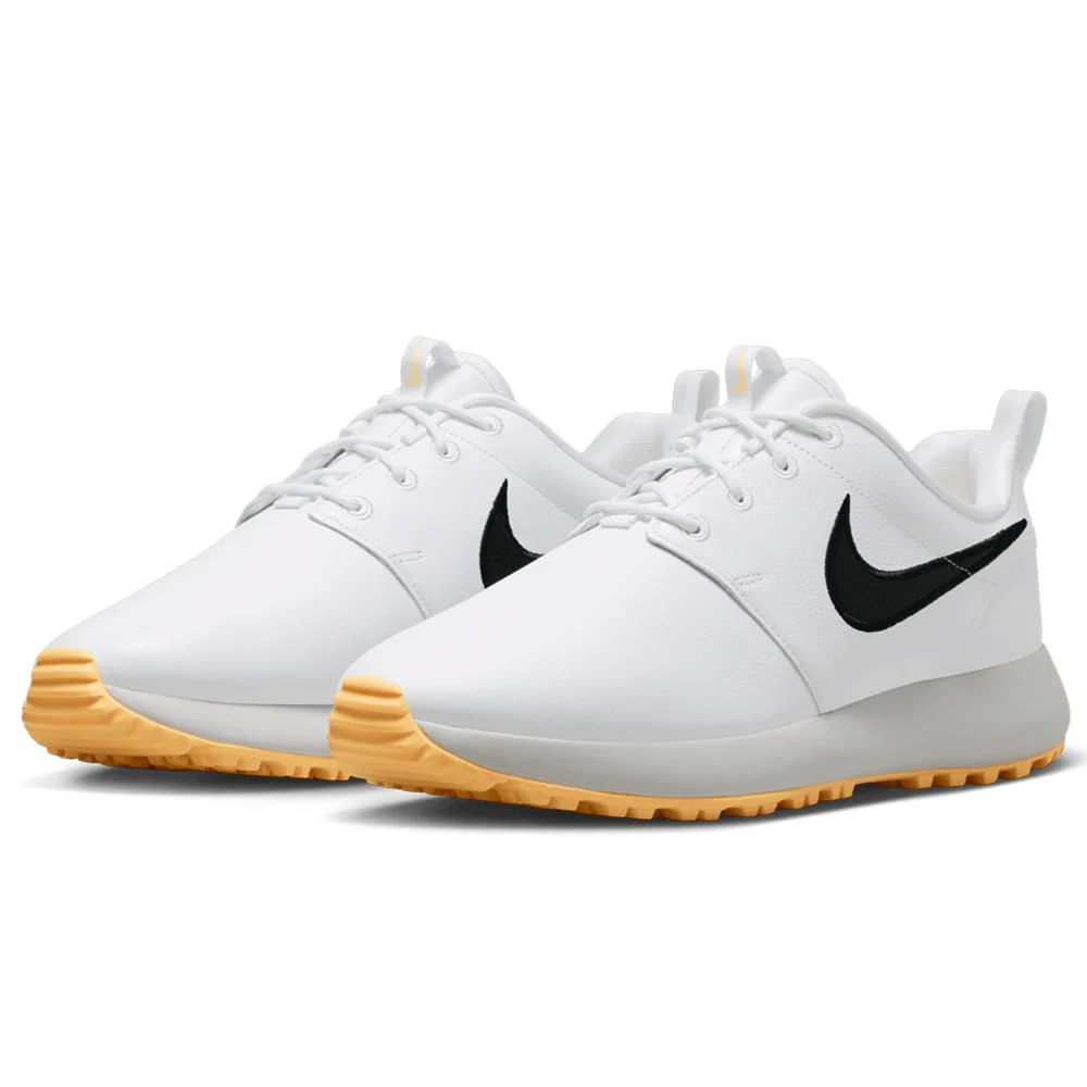Nike Roshe Golf Premium Waterproof Spikeless Shoes - White/Black/Tangerine Tint - Image 6