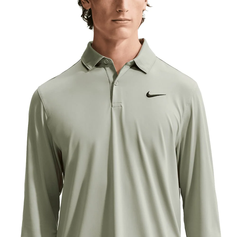Nike Dri-Fit Velocity Long Sleeve Polo Shirt - Jade Horizon/Black - Image 3