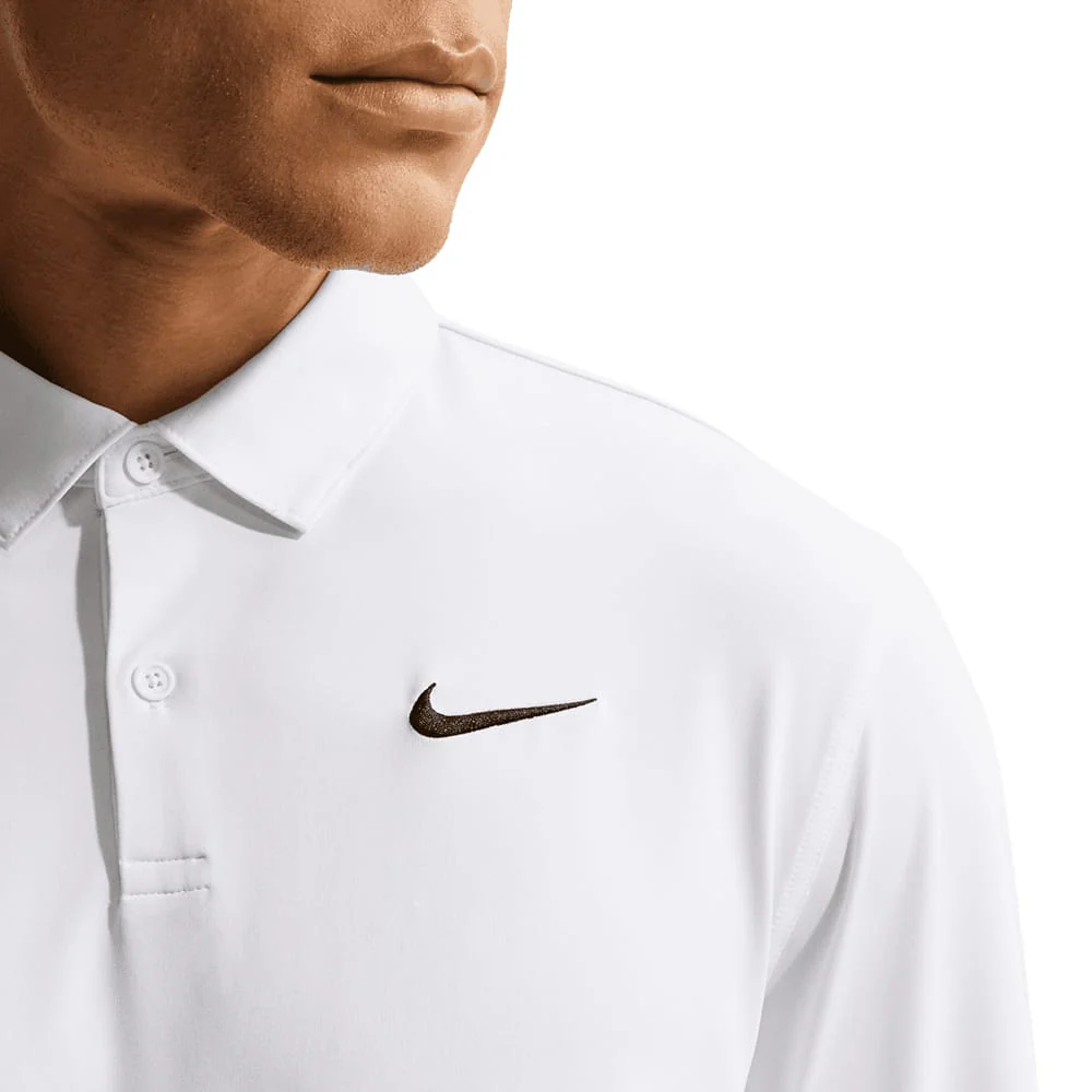 Nike Dri-Fit Velocity Long Sleeve Polo Shirt - White/Black - Image 2