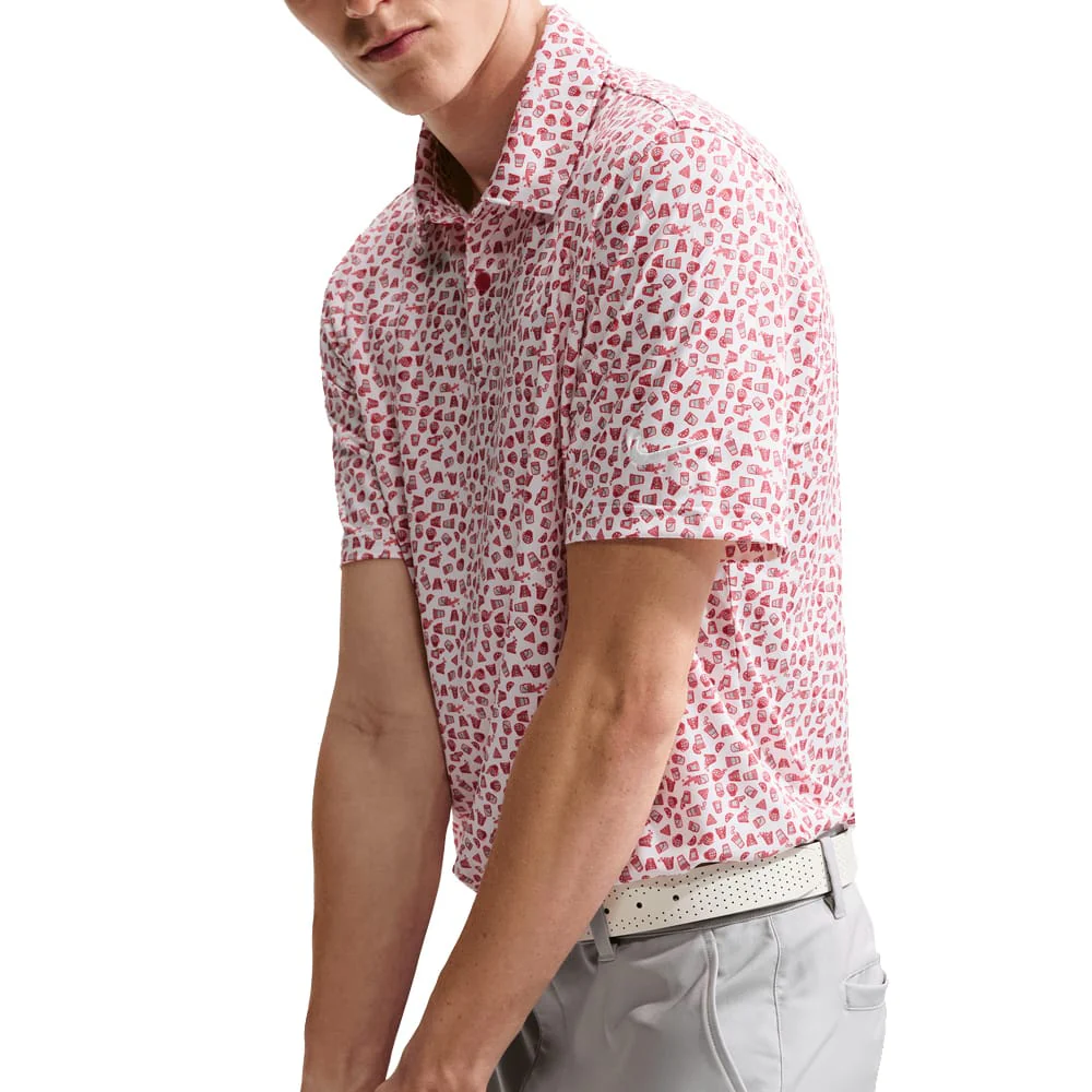 Nike Dri-Fit Velocity Micro-Print Polo Shirt - Gym Red/White - Image 2