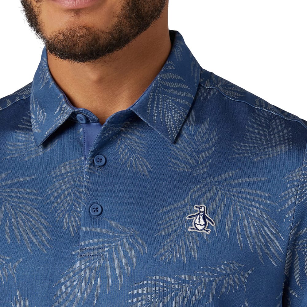 Original Penguin All Over YD Botanical Jacquard Polo Shirt - True Navy - Image 5