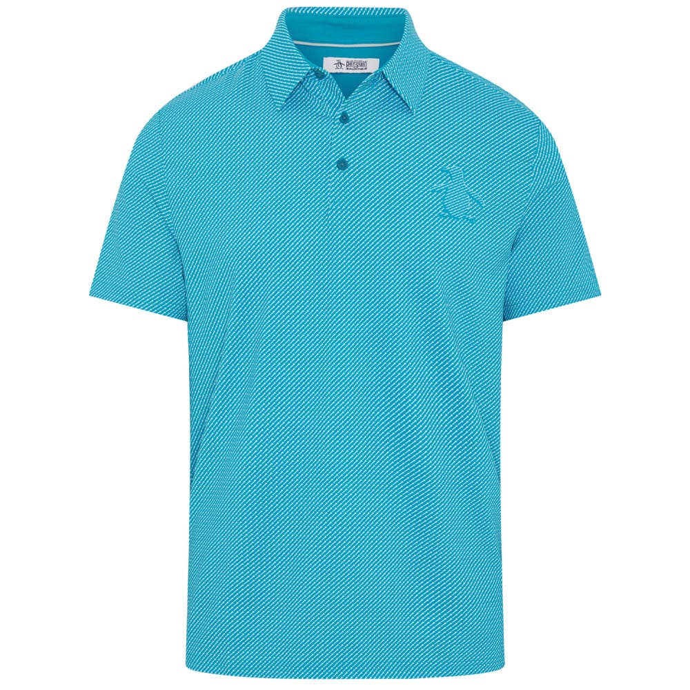 Original Penguin Dimensional "Pete"  Tee Twill Print Polo Shirt - Caribbean Sea