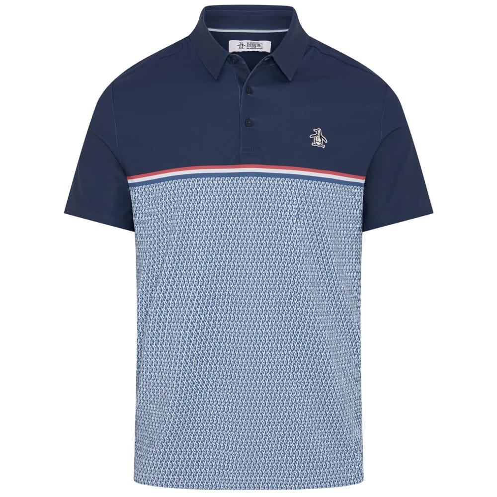 Original Penguin Engineered "P" Colour Block Print Polo Shirt - Black Iris