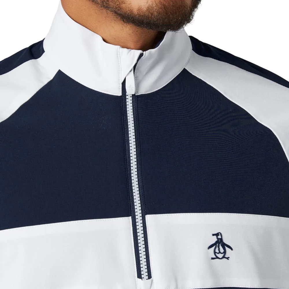 Original Penguin Harrington 1/4 Zip Wind Jacket - Black Iris - Image 5