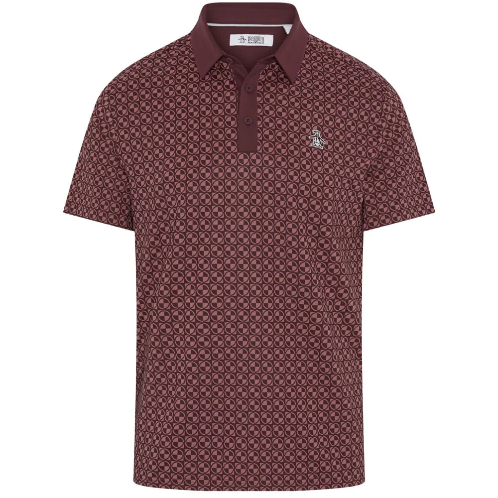 Original Penguin Pete's Check Print Block Polo Shirt - Mauve Wine