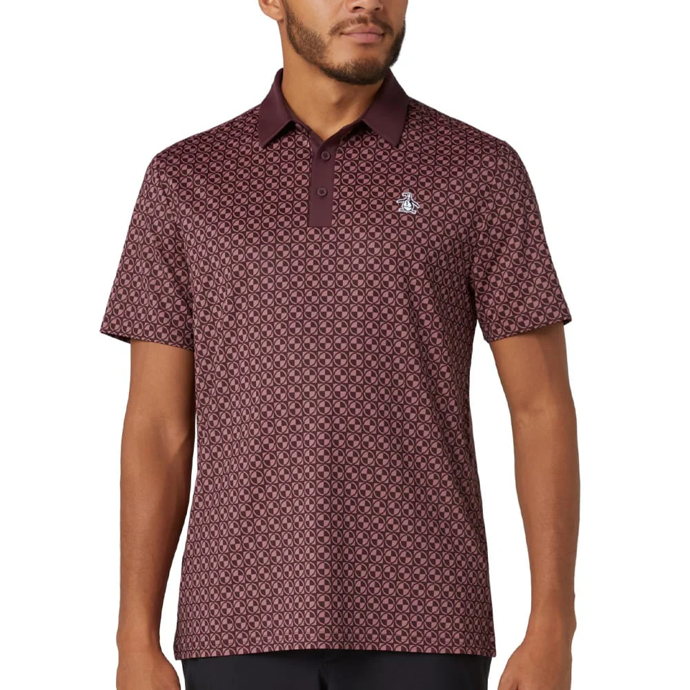Original Penguin Pete's Check Print Block Polo Shirt - Mauve Wine - Image 3