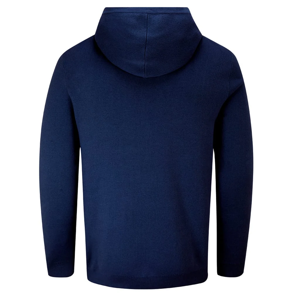 Oscar Jacobson Kennedy Lightweight Knitted Hoodie - Navy - Image 2