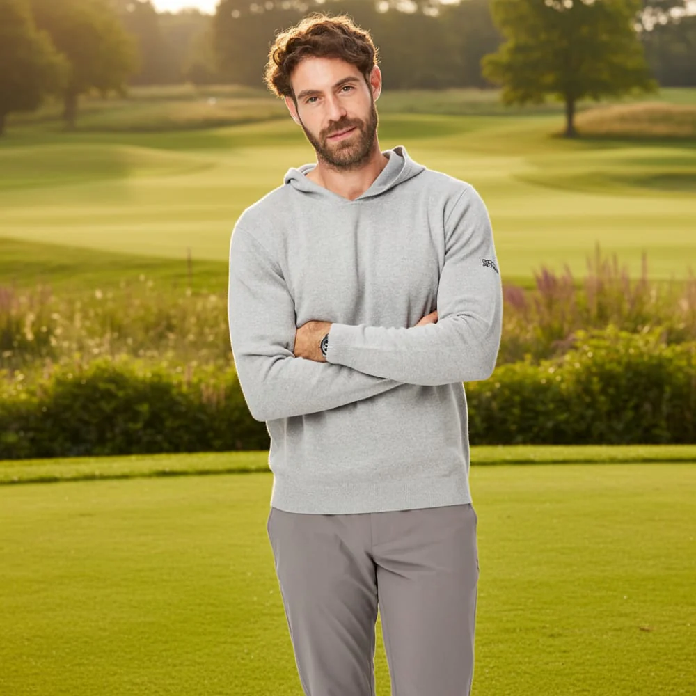 Oscar Jacobson Kennedy Lightweight Knitted Hoodie - Pewter Marl - Image 4