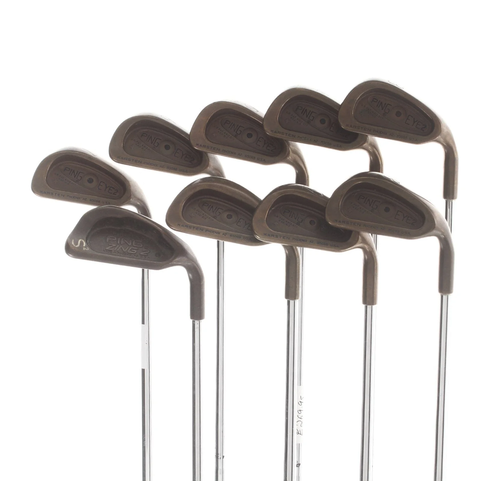 Ping Eye 2 BeCu Steel Mens Right Hand Irons 3-SW Black Dot Regular - Dynamic Gold SL