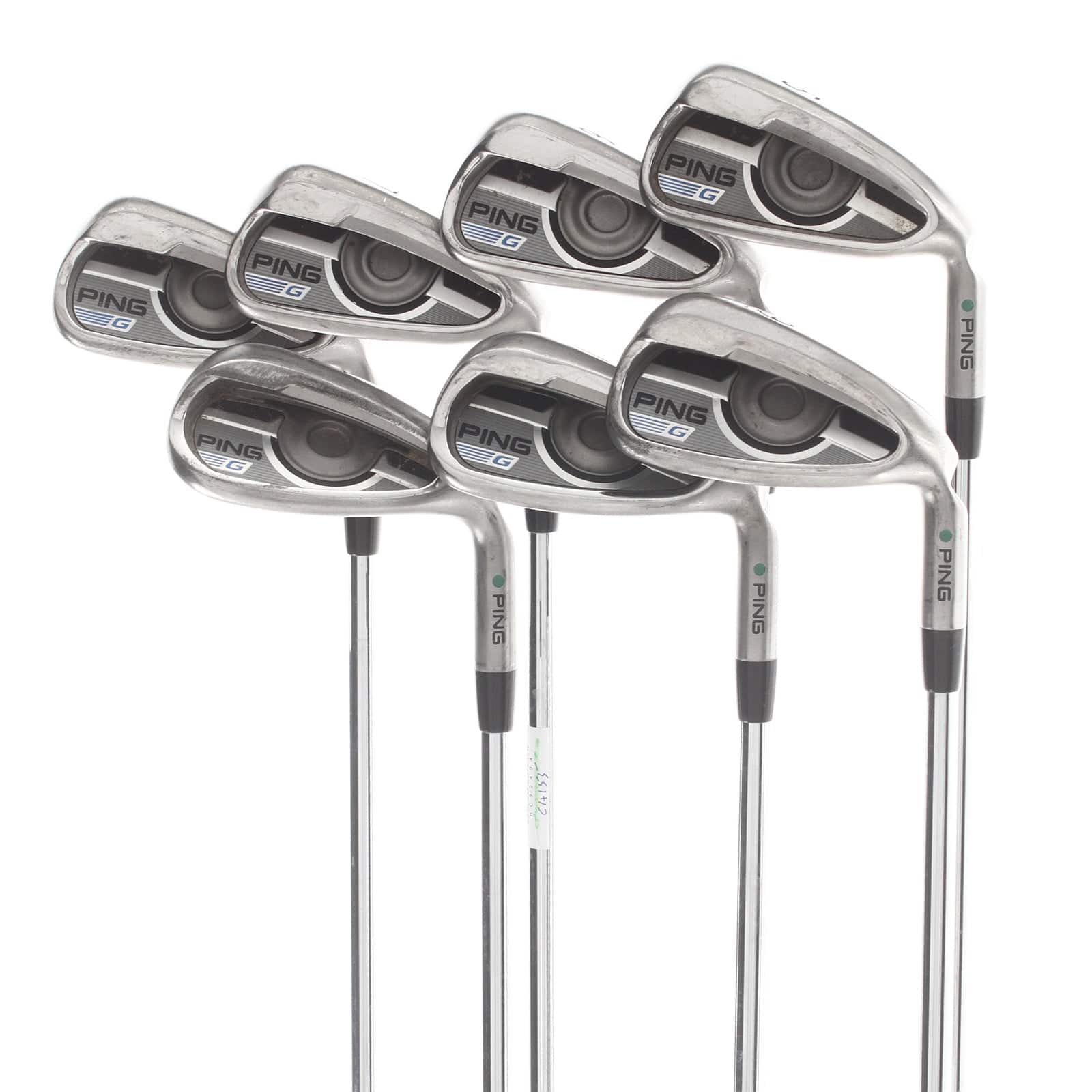 Ping G Steel Mens Right Hand Irons 5-SW Green Dot 2* Upright Regular - Ping AWT 2.0