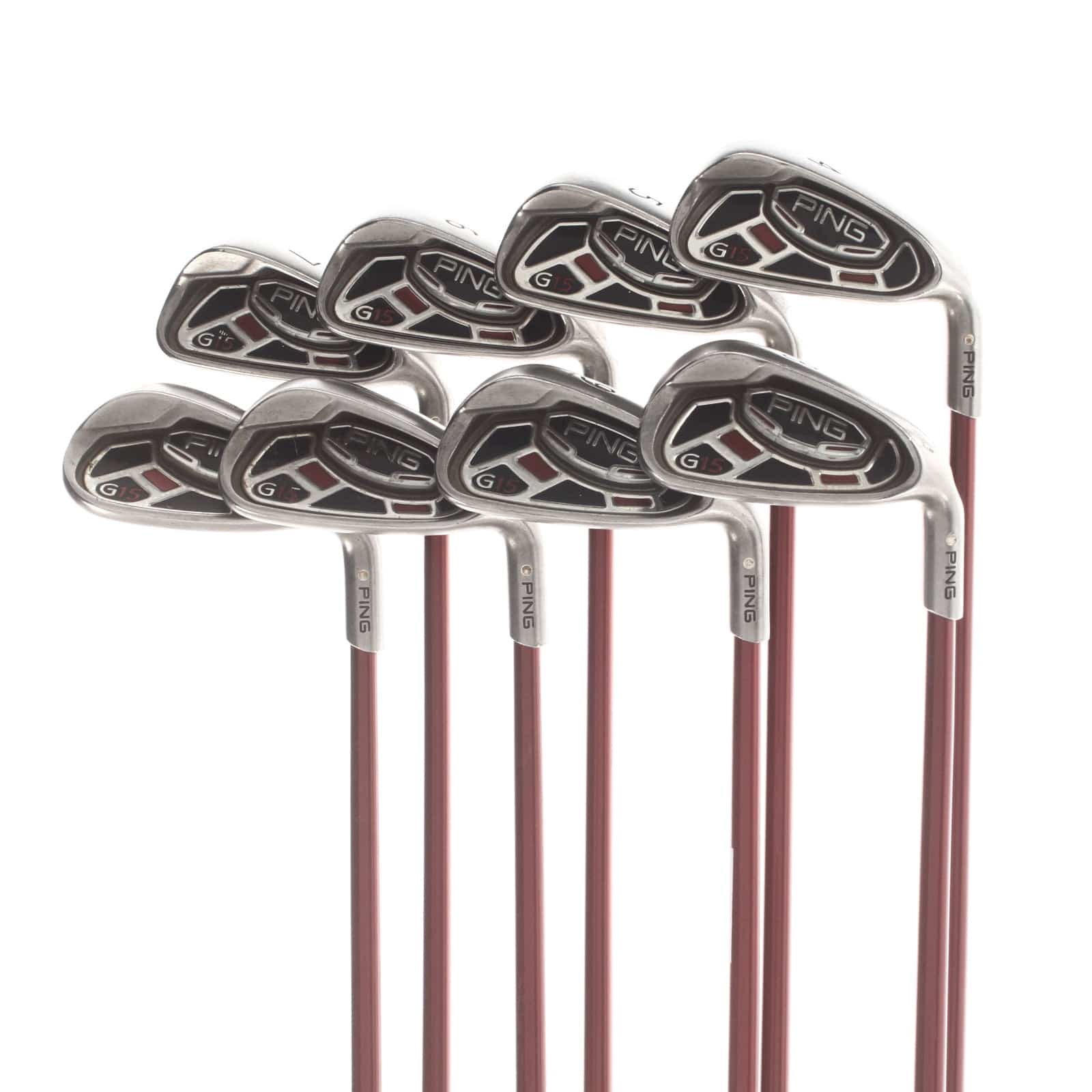 Ping G15 Graphite Mens Right Hand Irons 4-SW White Dot 3* Upright Regular - Ping