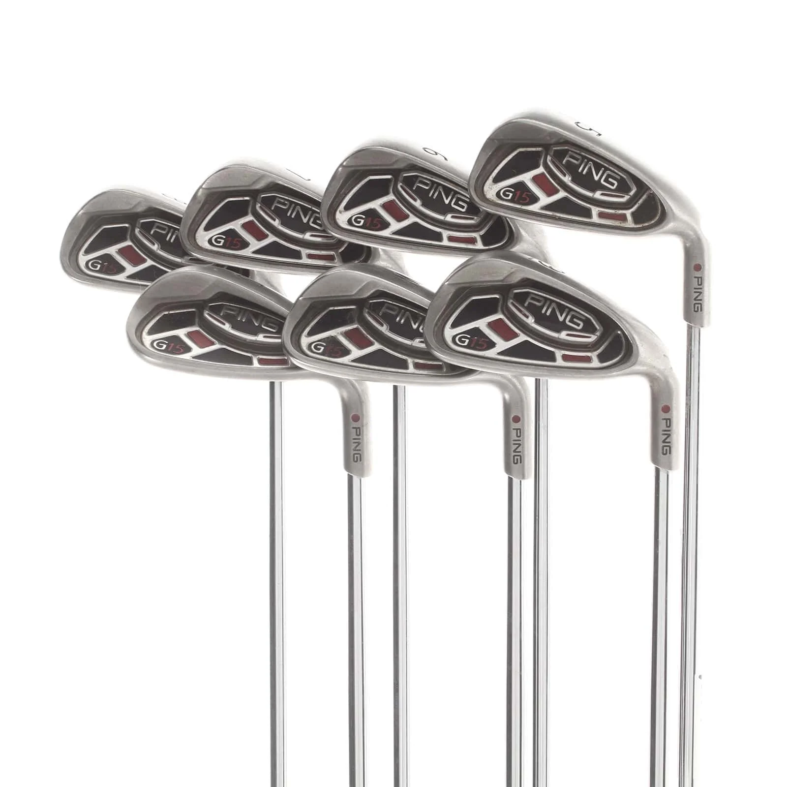 Ping G15 Steel Mens Right Hand Irons 5-SW Red Dot 0.75* Flat Regular - Ping AWT