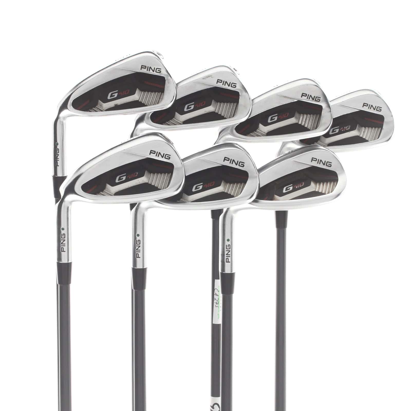 Ping G410 Graphite Mens Left Hand Irons 5-SW Green Dot 2* Upright Soft Regular - Ping Alta CB AWT