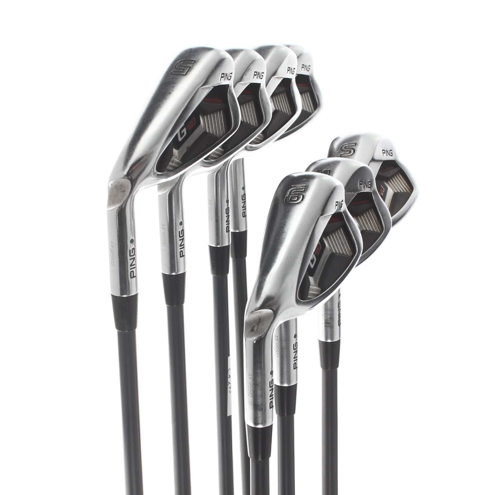 Ping G410 Graphite Mens Left Hand Irons 5-SW Green Dot 2* Upright Soft Regular - Ping Alta CB AWT - Image 2