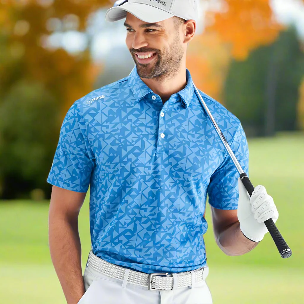 Ping Geo-Camo Polo Shirt - Tidal Blue - Image 4