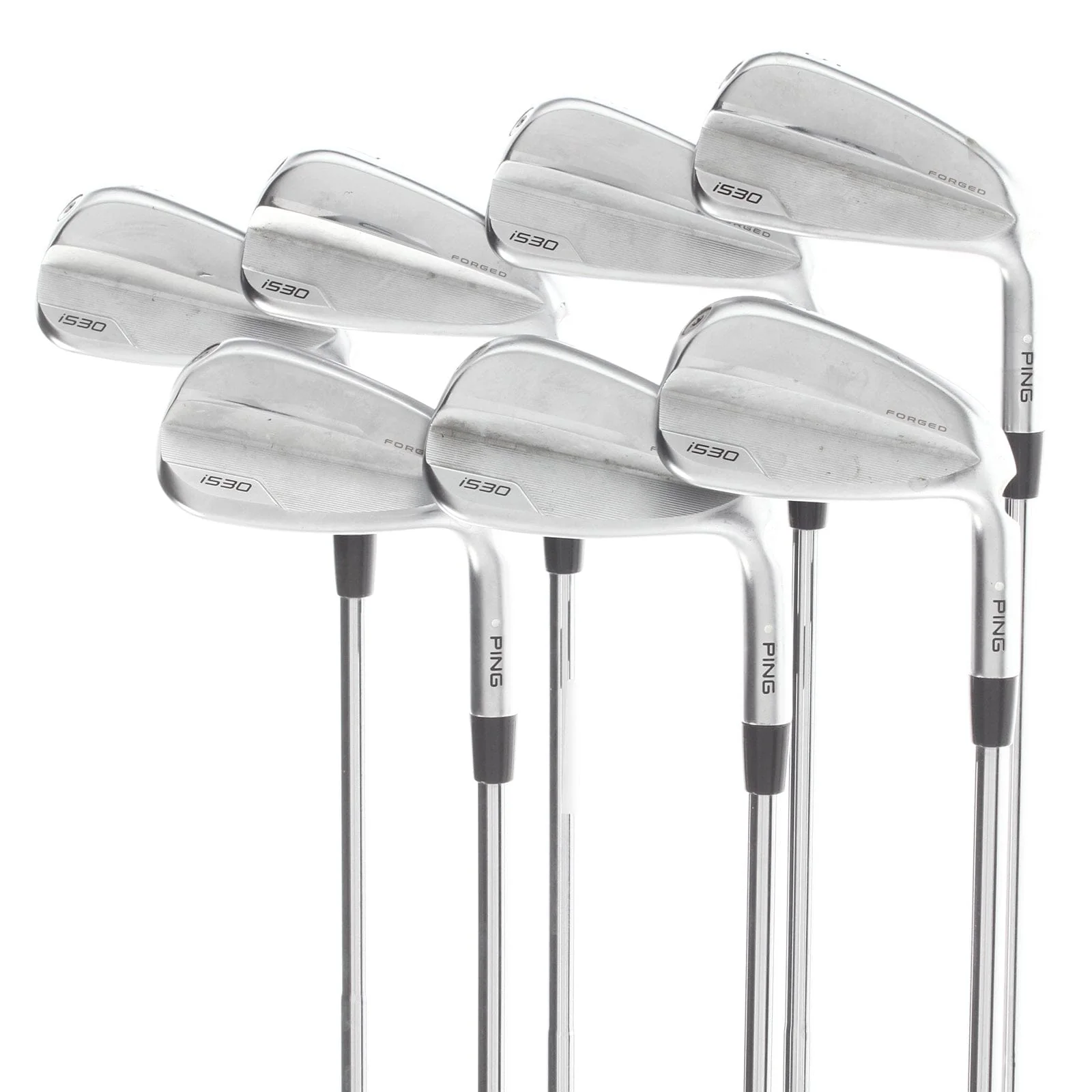 Ping i530 Steel Mens Right Hand Irons 5-UW White Dot 3* Upright Stiff - Dynamic Gold Mid 115