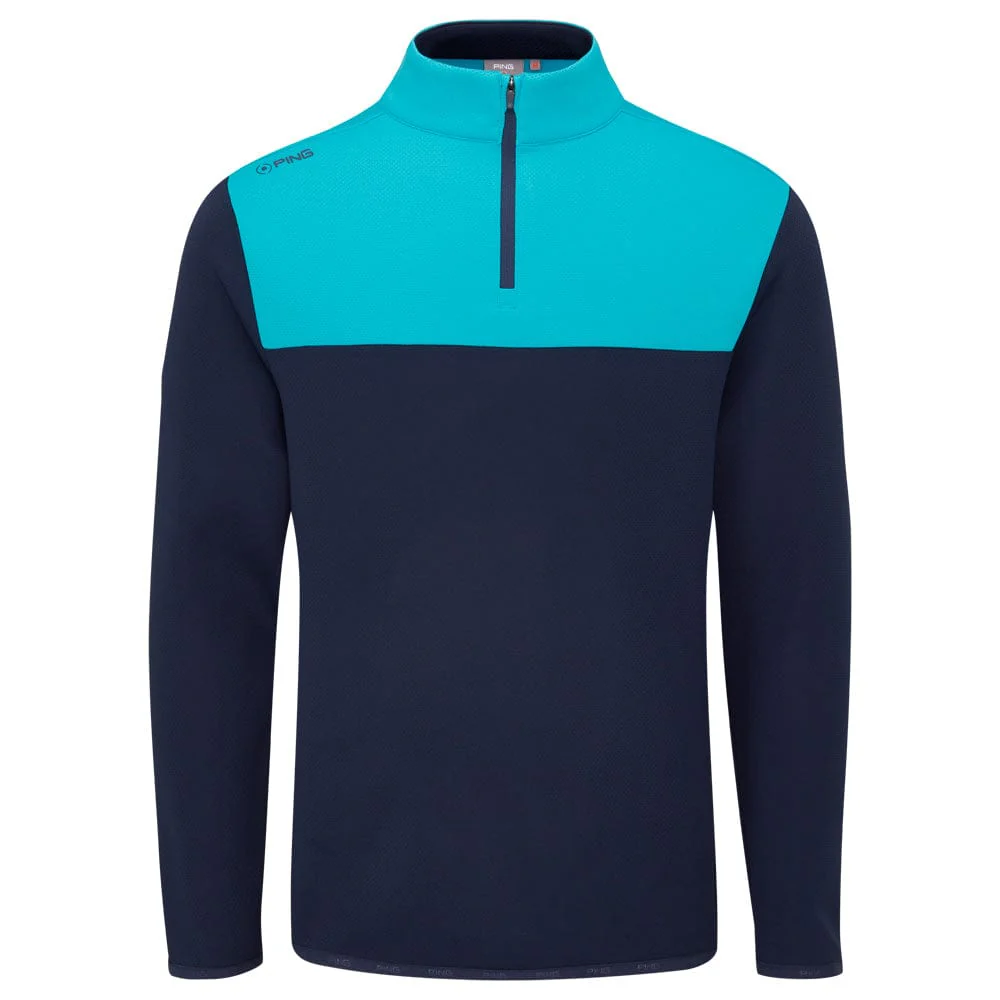 Ping Kinver 1/4 Zip Pullover - Navy/Turquoise