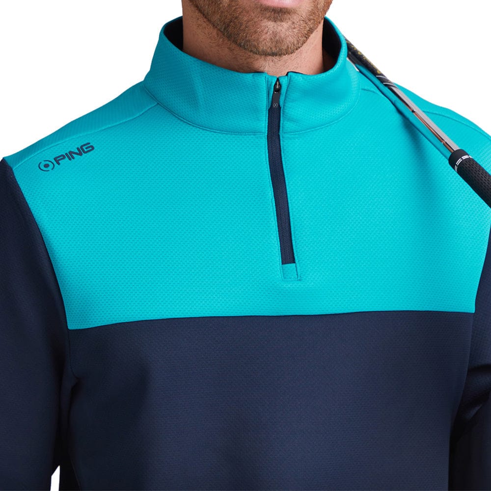Ping Kinver 1/4 Zip Pullover - Navy/Turquoise - Image 3