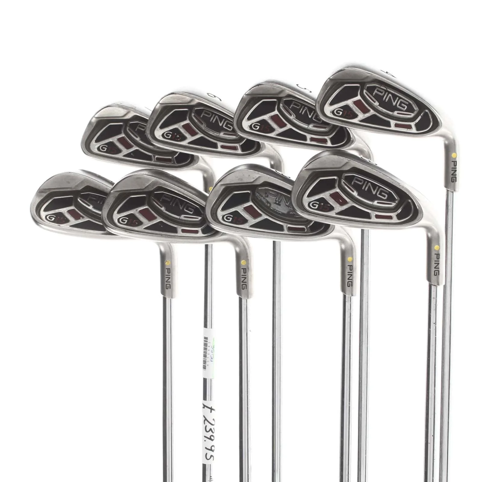 Ping G15 Steel Mens Right Hand Irons 4-SW Yellow Dot 1.5* Upright Regular - Ping AWT