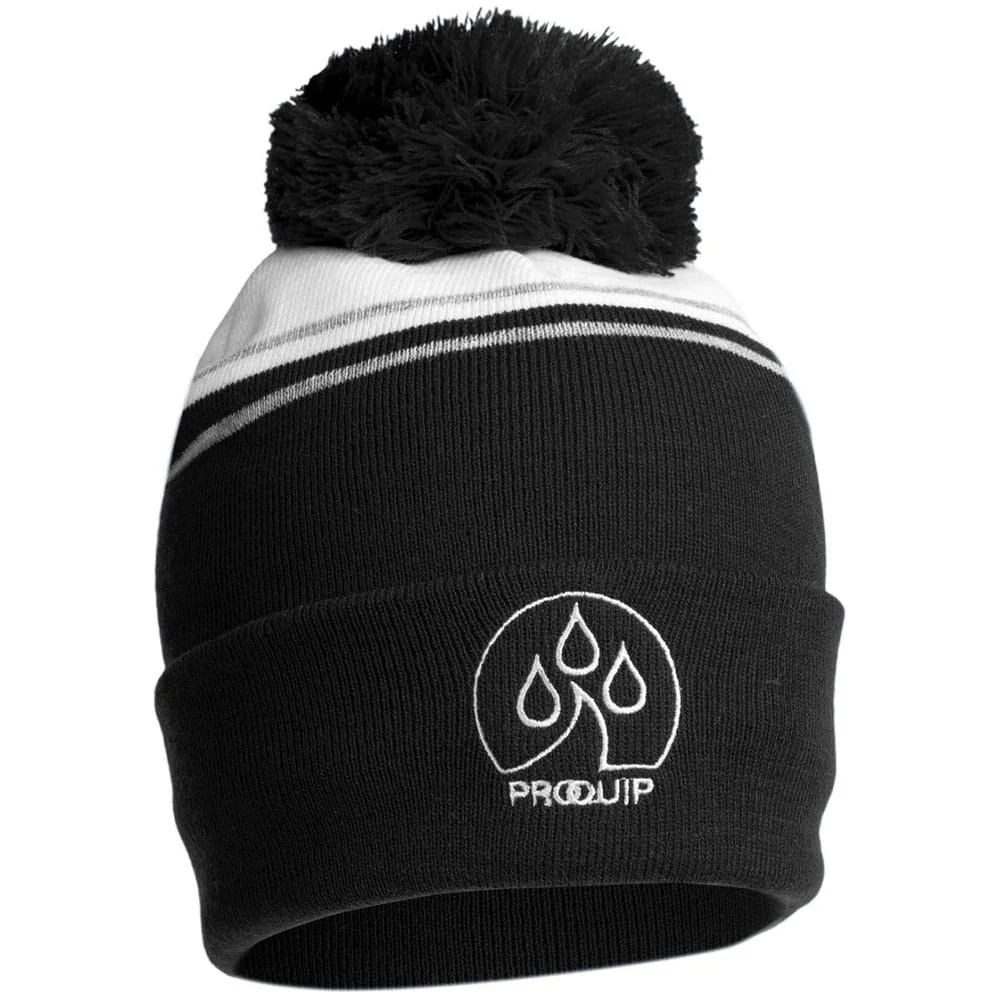 ProQuip Bobble Hat Fleece Lined - Black/White - Image 3