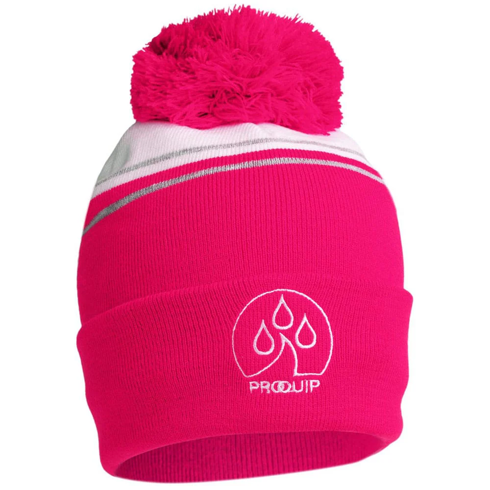 ProQuip Bobble Hat Fleece Lined - Pink/White - Image 3