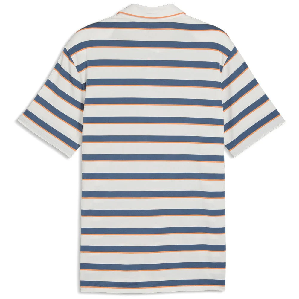Puma Cloudspun Stripe Polo Shirt - Warm White/Dark Indigo - Image 2