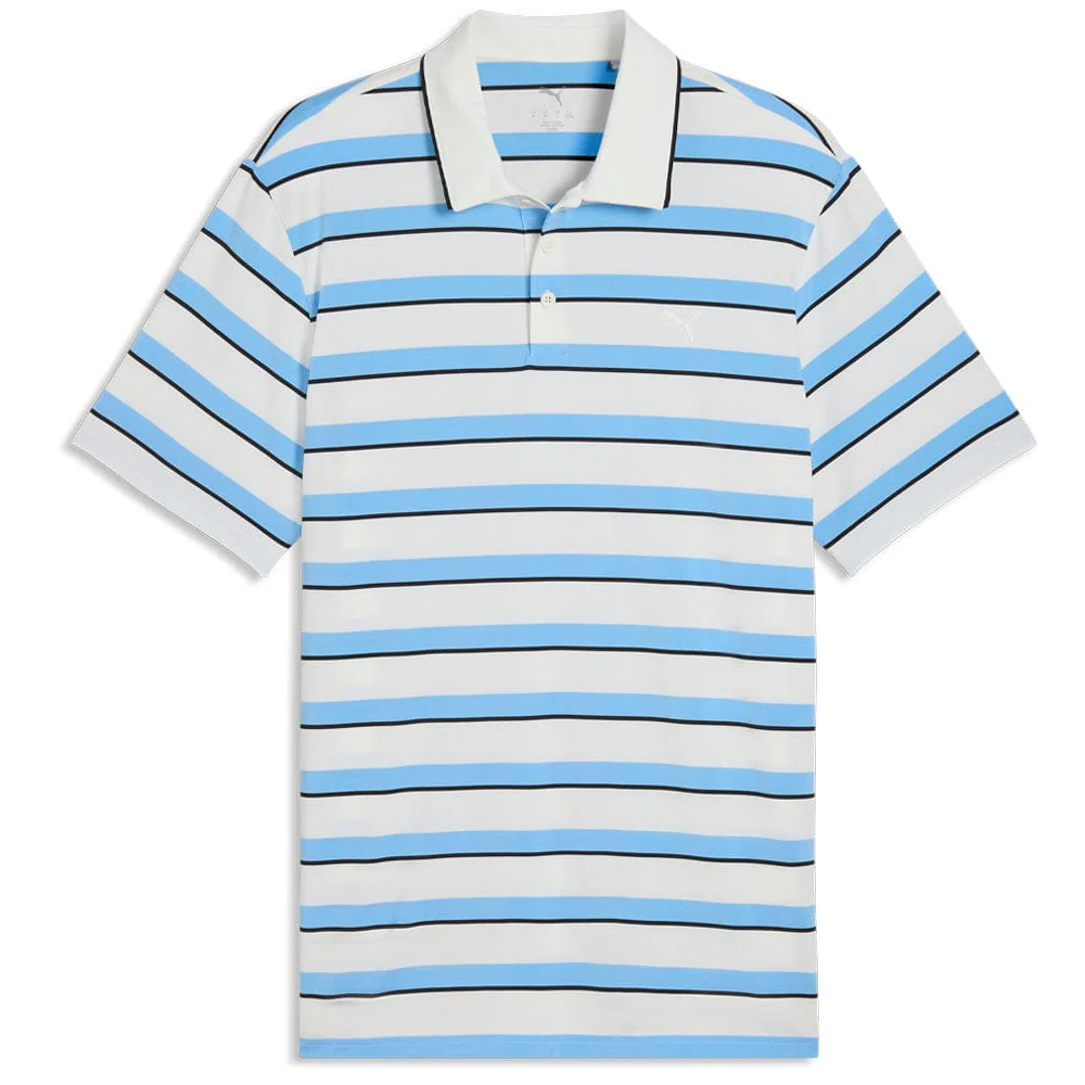 Puma Cloudspun Stripe Polo Shirt - Warm White/Team Light Blue