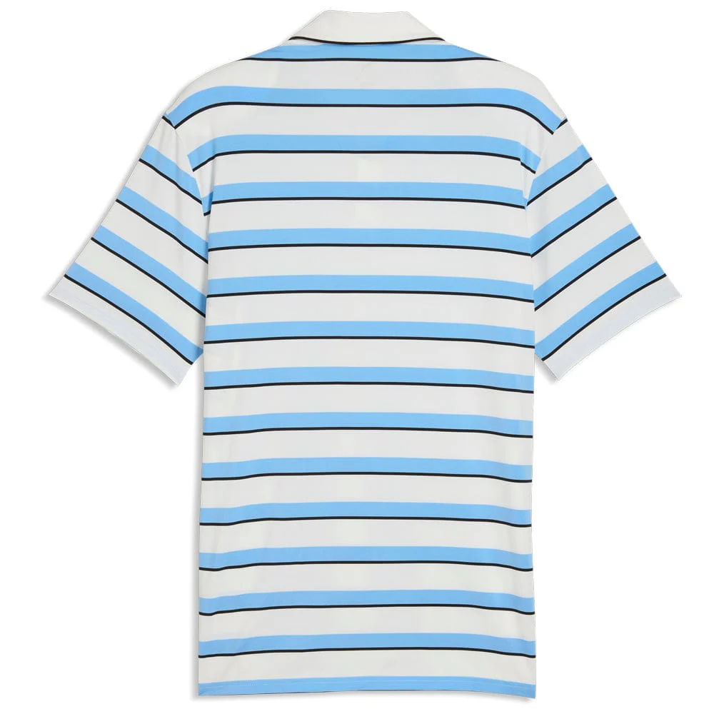 Puma Cloudspun Stripe Polo Shirt - Warm White/Team Light Blue - Image 2