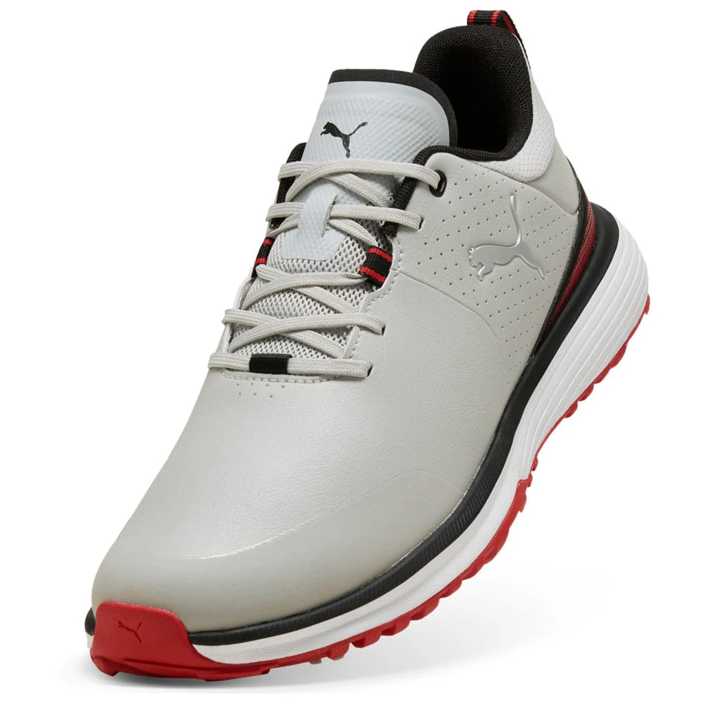 Puma Fusion Grip ST Waterproof Spiked Shoes - Ash Gray/Puma Black/Candy Apple - Image 4