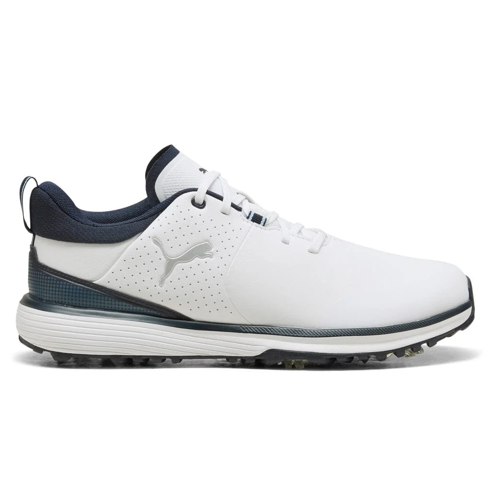 Puma Fusion Grip ST Waterproof Spiked Shoes - Puma White/Puma Silver/Deep Navy