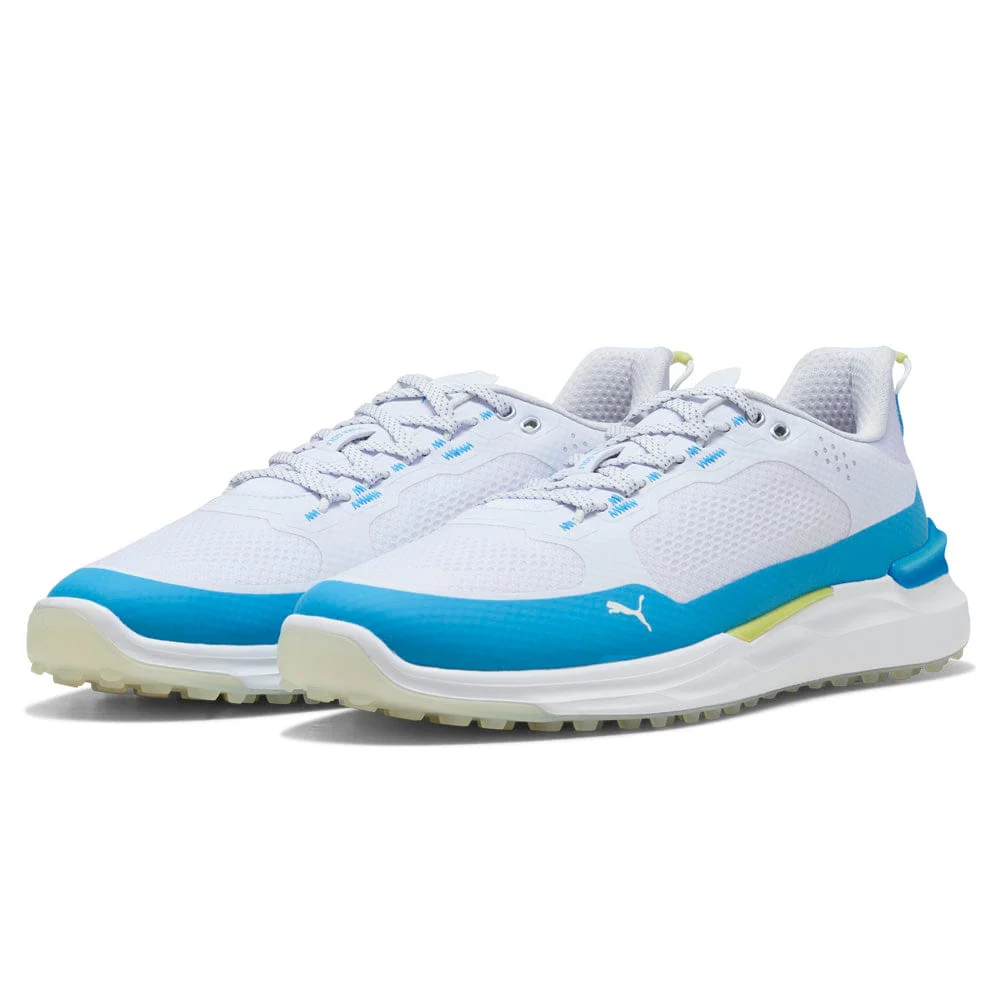 Puma IGNITE Elevate X Waterproof Spikeless Shoes - Puma White/Speed Blue/Apple Spritz - Image 5