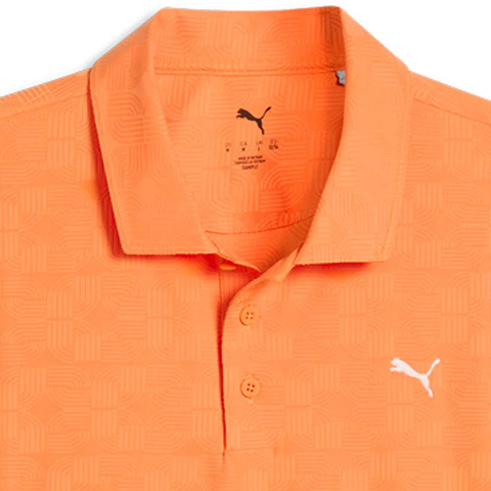 Puma MATTR Deco Jacquard Polo Shirt - Melon Glow - Image 4