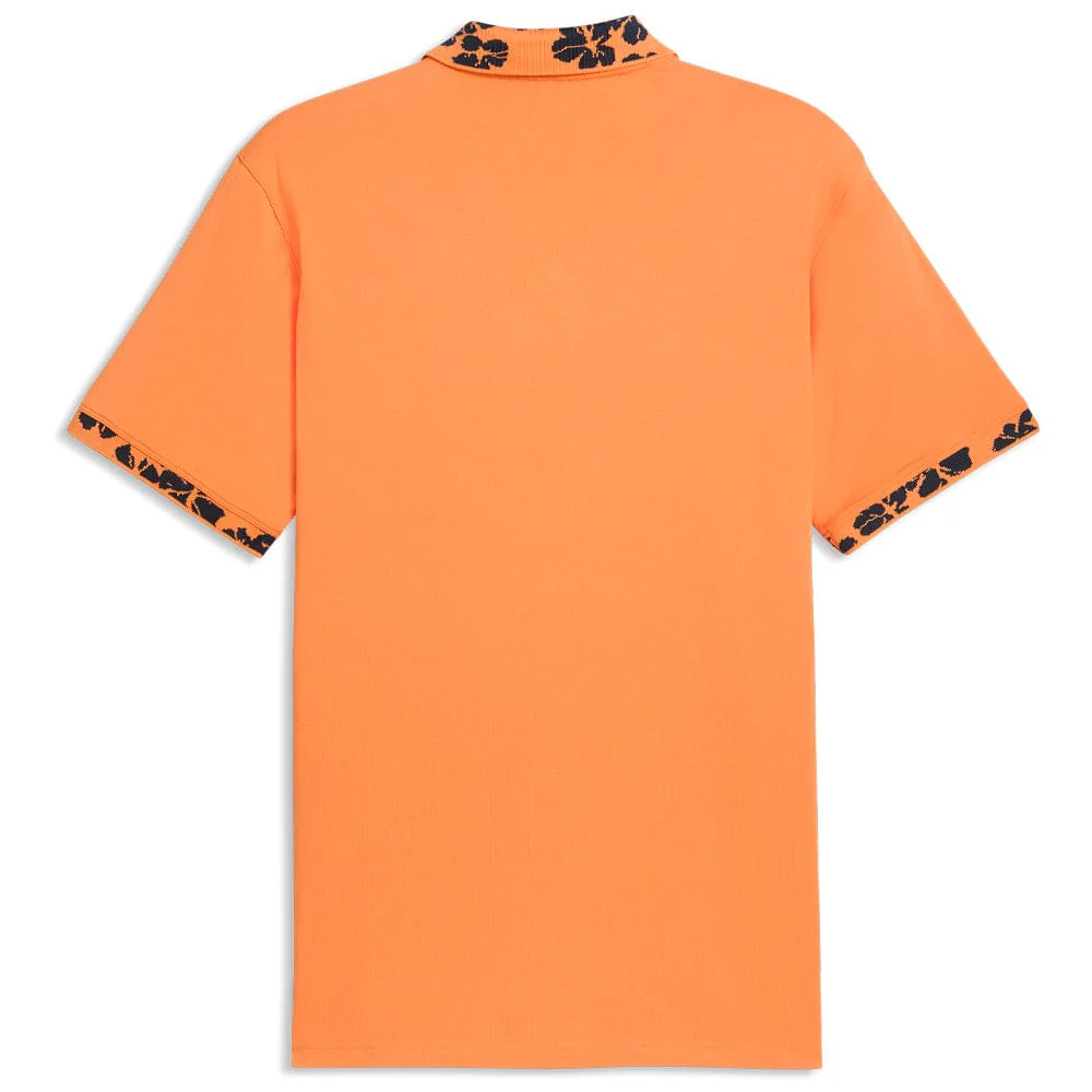 Puma Modalon Floral Rib Polo Shirt  - Melon Glow/Deep Navy - Image 2