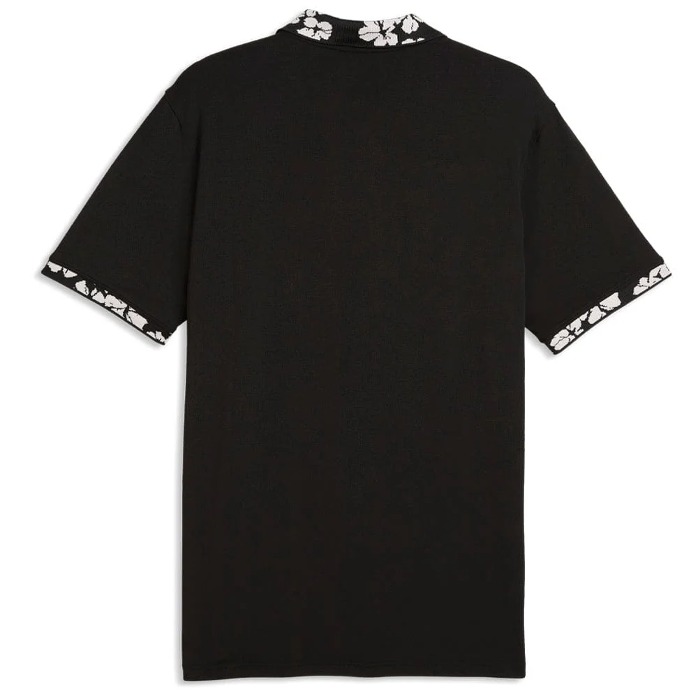 Puma Modalon Floral Rib Polo Shirt  - Puma Black/Rose Blossom - Image 2